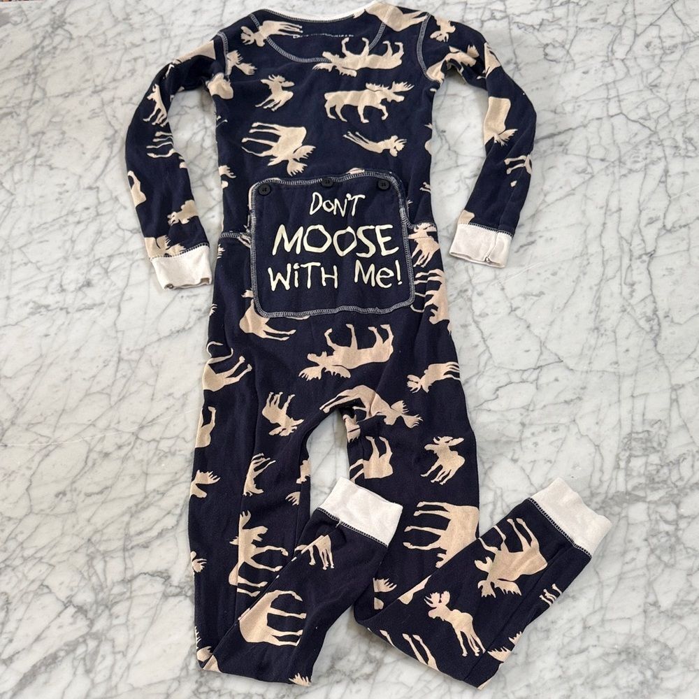 Lazybones Moose Print Pajama Set Sz 8 Lake Arrowhead
